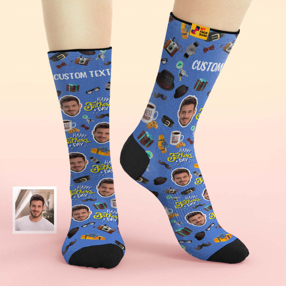 Benutzerdefinierte Gesichtssocken Fügen Sie Bilder Hinzu Und Benennen Sie Atmungsaktive Weiche Socken Best Dad Father's Day - GesichtSocken