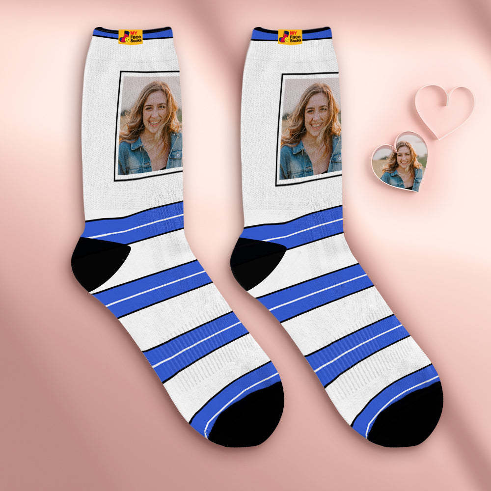 Benutzerdefinierte Atmungsaktive Gesichtssocken Personalisierte Weiche Sockengeschenke Für Liebhaber-gestreift - GesichtSocken