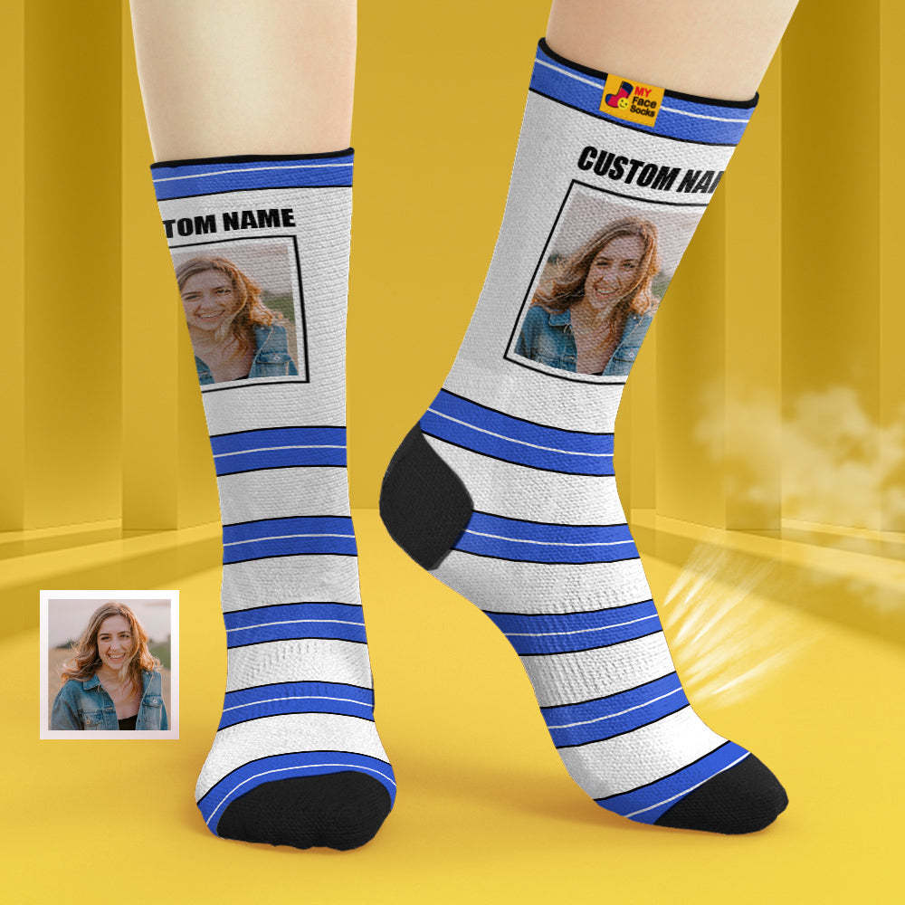 Benutzerdefinierte Atmungsaktive Gesichtssocken Personalisierte Weiche Sockengeschenke Für Liebhaber-gestreift - GesichtSocken