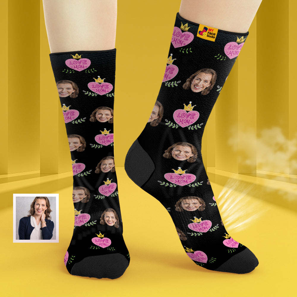 Benutzerdefinierte Atmungsaktive Gesichtssocken Personalisierte Weiche Socken Geschenke Für Love Mom - GesichtSocken