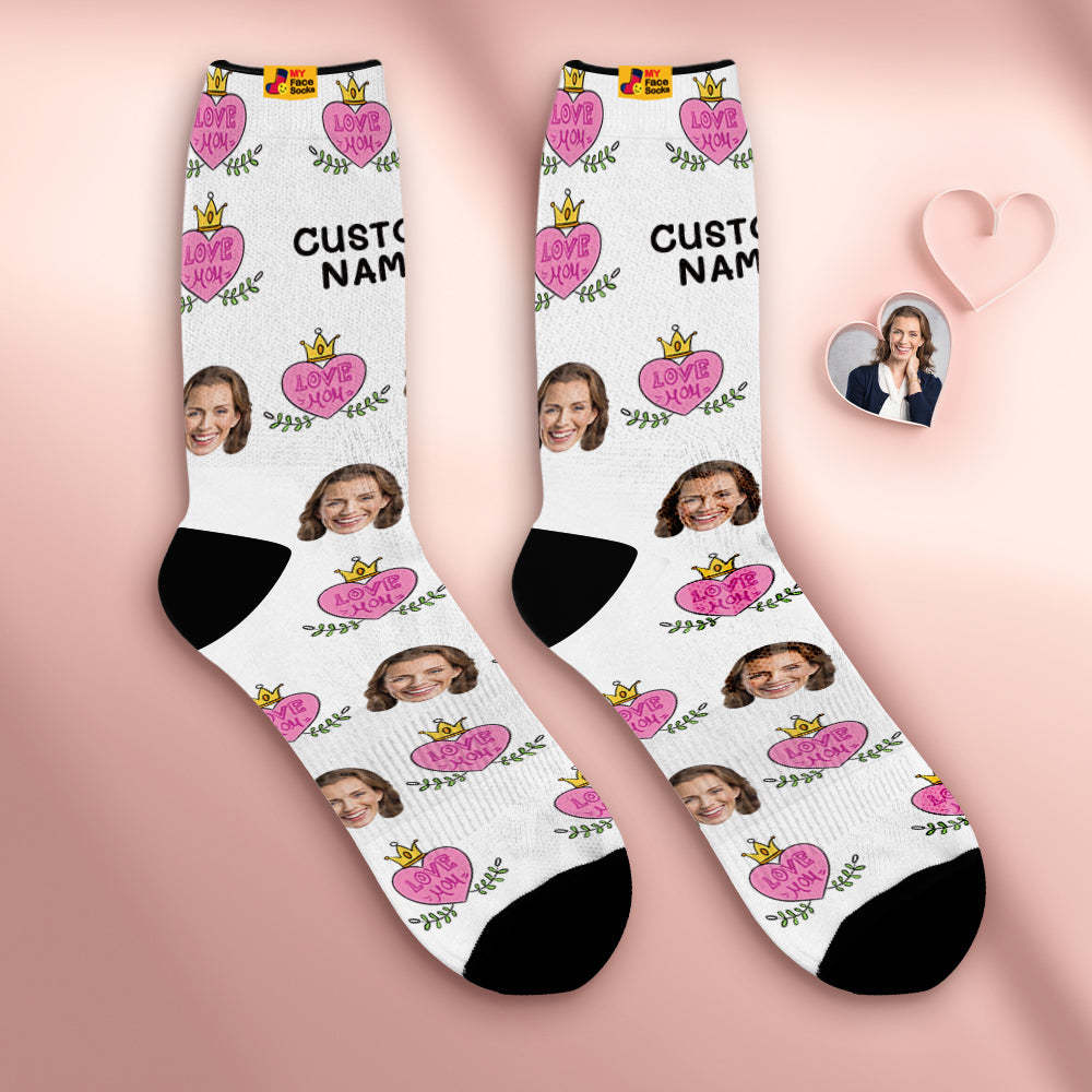 Benutzerdefinierte Atmungsaktive Gesichtssocken Personalisierte Weiche Socken Geschenke Für Love Mom - GesichtSocken