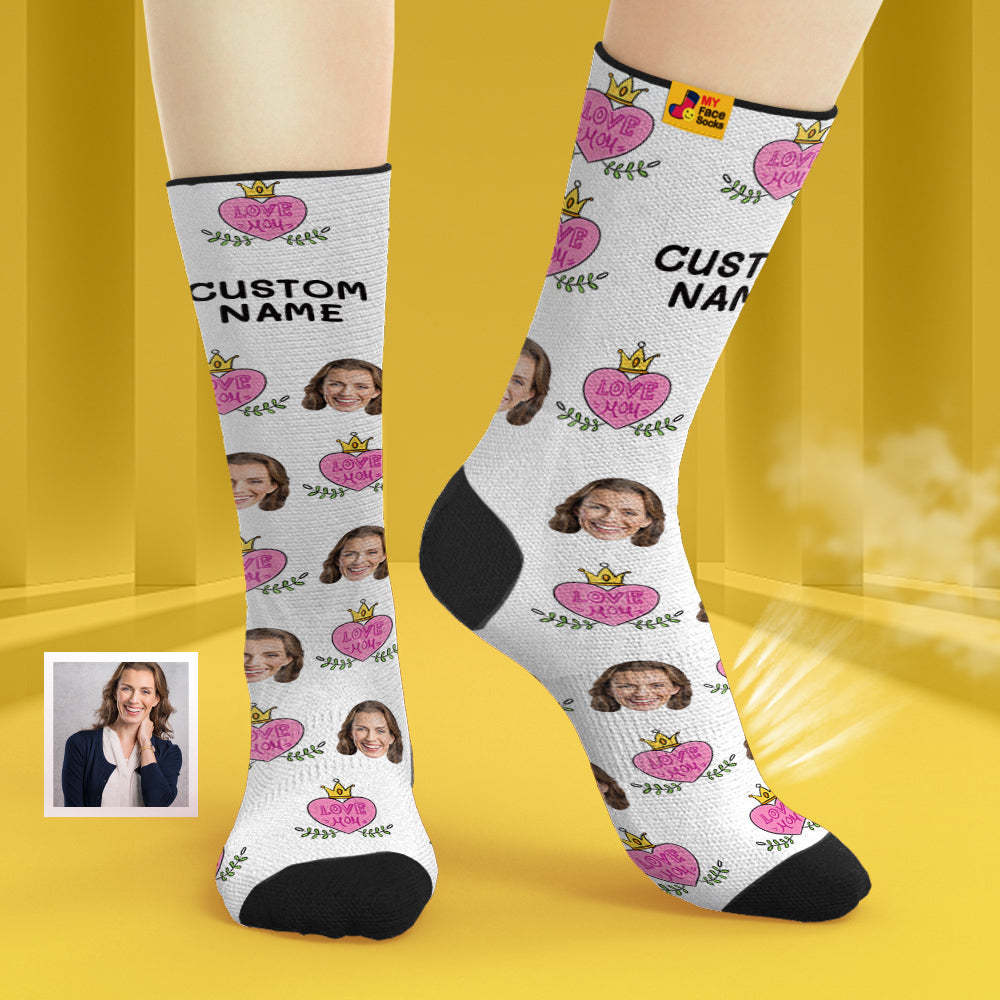 Benutzerdefinierte Atmungsaktive Gesichtssocken Personalisierte Weiche Socken Geschenke Für Love Mom - GesichtSocken