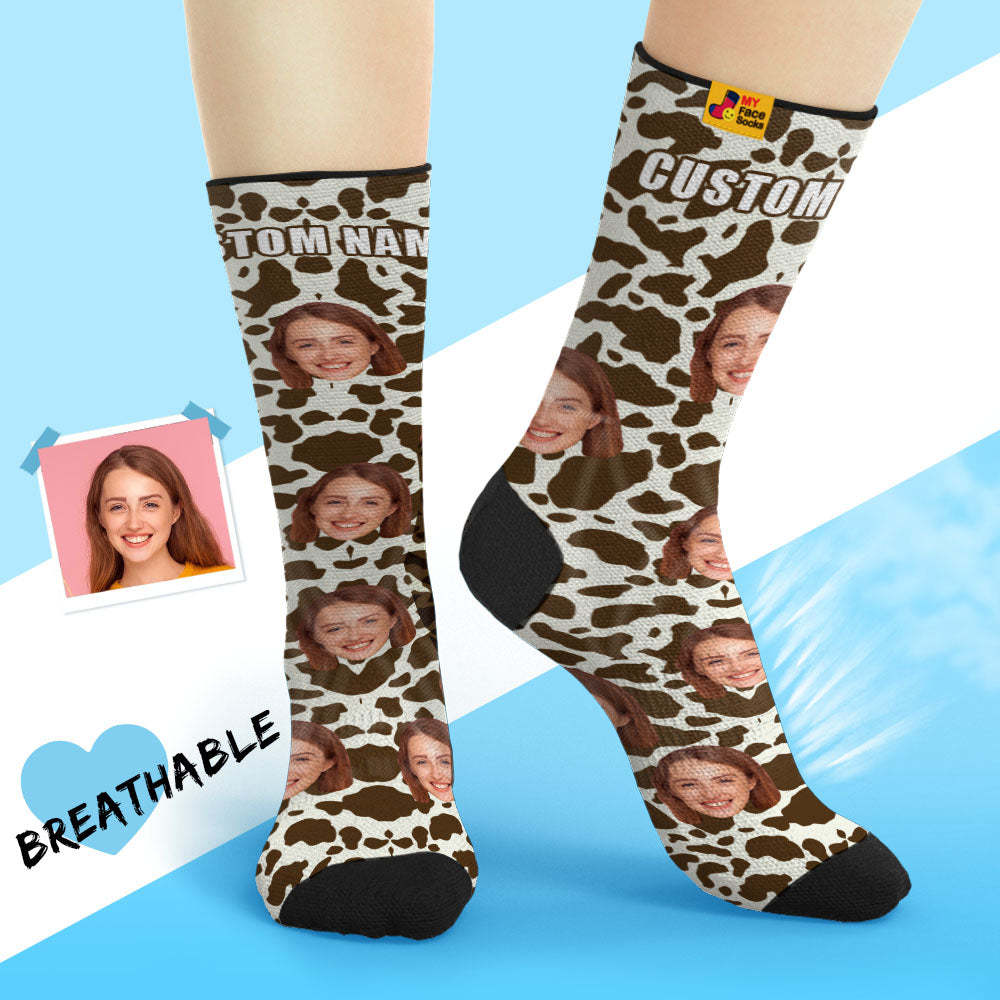 Benutzerdefinierte Atmungsaktive Gesichtssocken Personalisierte Weiche Sockengeschenke Für Liebhaber-giraffe-druck - GesichtSocken