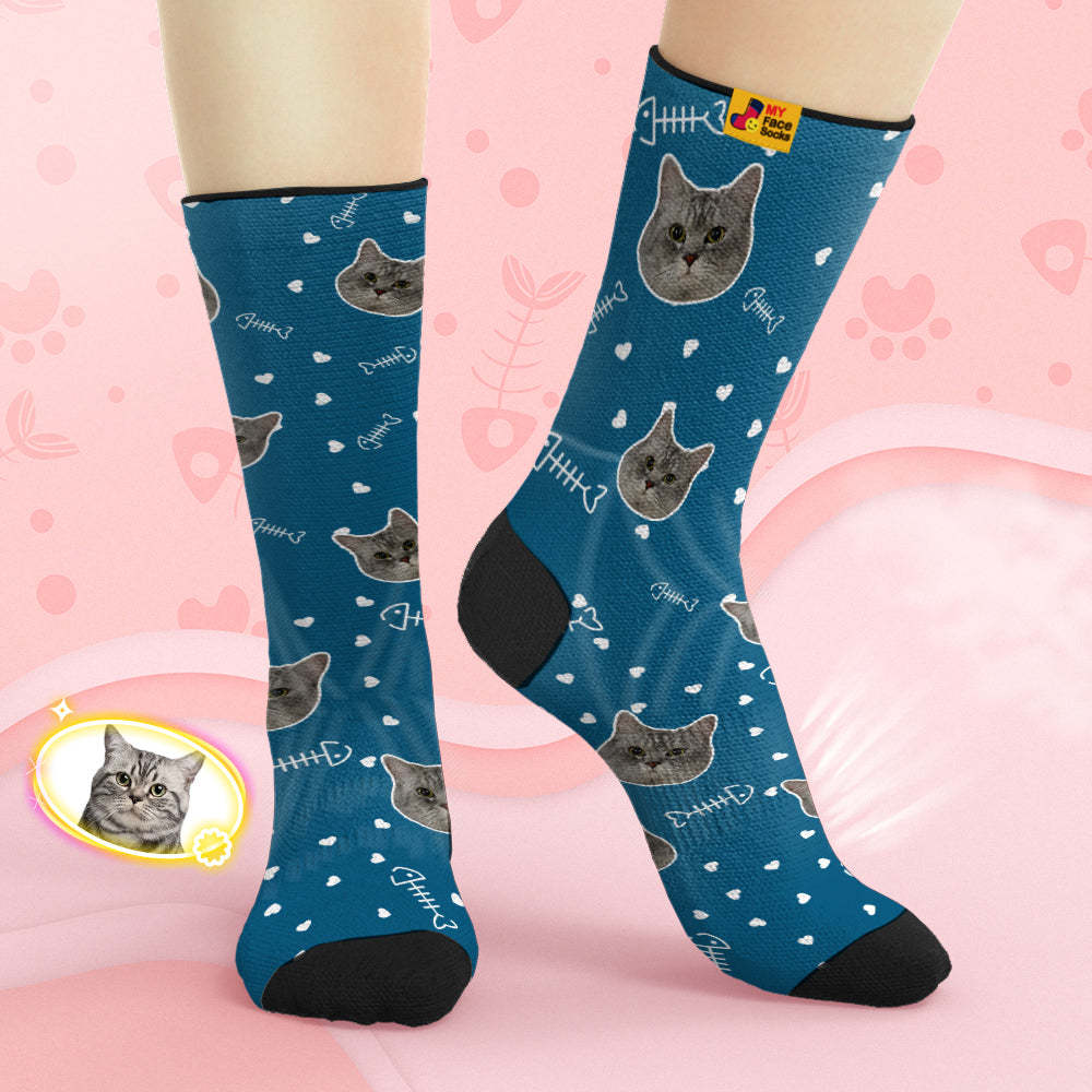Benutzerdefinierte Atmungsaktive Gesichtssocken Personalisierte Weiche Socken Geschenke Niedliches Katzengesicht - GesichtSocken