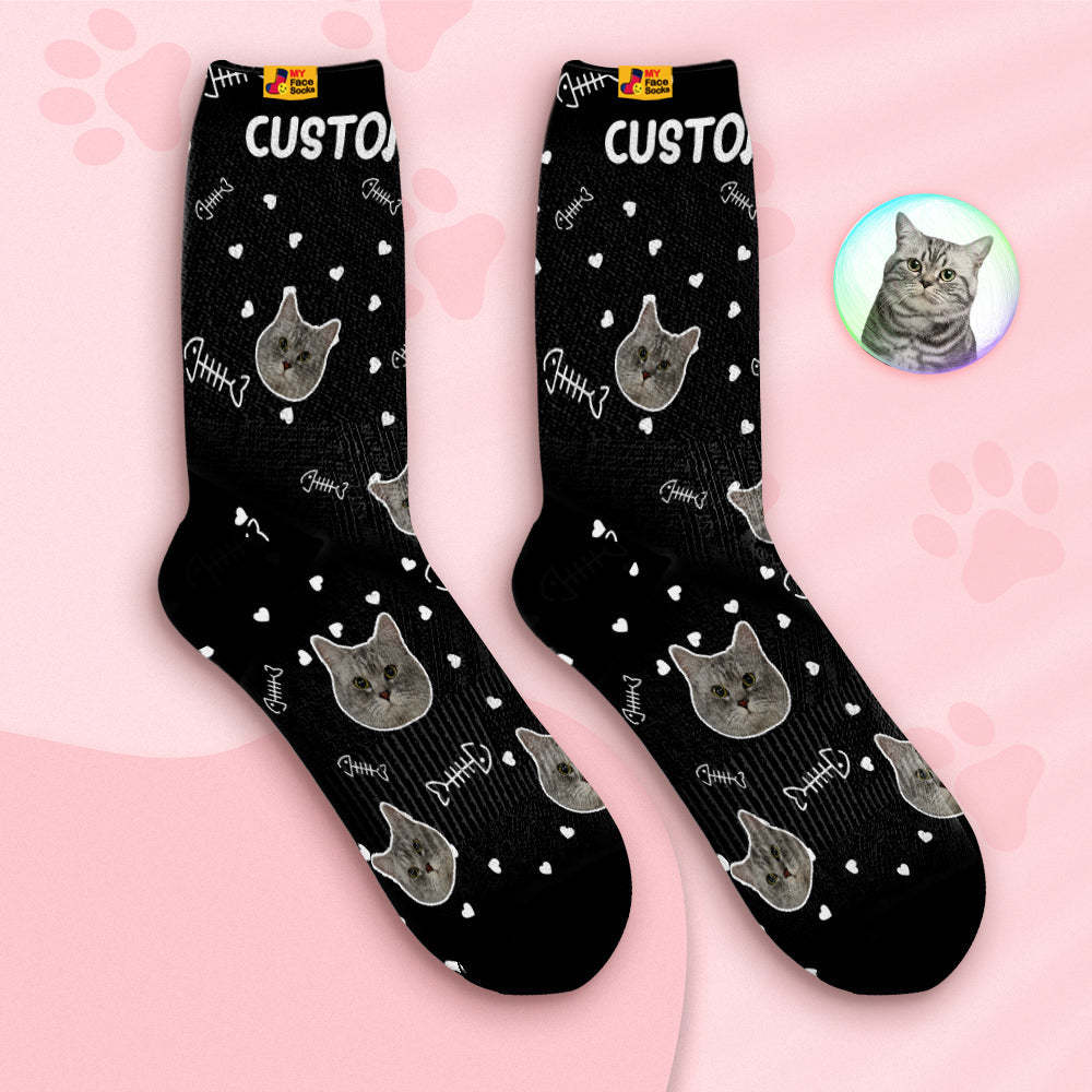 Benutzerdefinierte Atmungsaktive Gesichtssocken Personalisierte Weiche Socken Geschenke Niedliches Katzengesicht - GesichtSocken