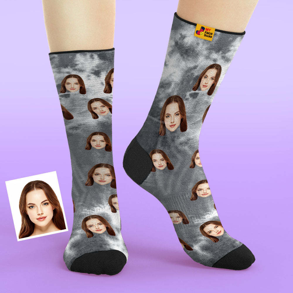 Atmungsaktive Gesichtssocken Im Tie-dye-stil Personalisierte Weiche Socken Geschenke Violett - GesichtSocken