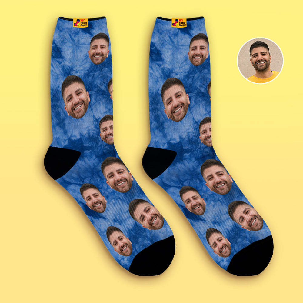 Benutzerdefinierte Atmungsaktive Gesichtssocken Im Tie-dye-stil, Personalisierte Weiche Sockengeschenke - GesichtSocken