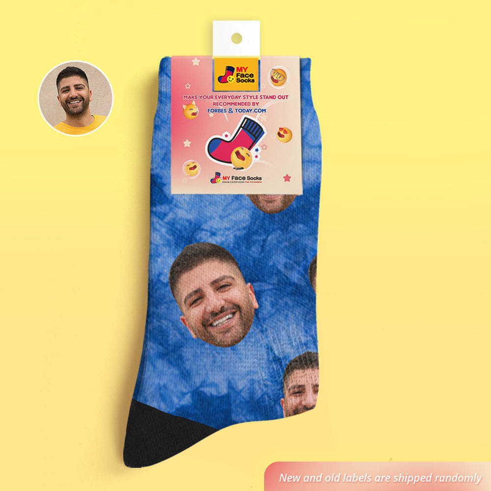 Benutzerdefinierte Atmungsaktive Gesichtssocken Im Tie-dye-stil, Personalisierte Weiche Sockengeschenke - GesichtSocken