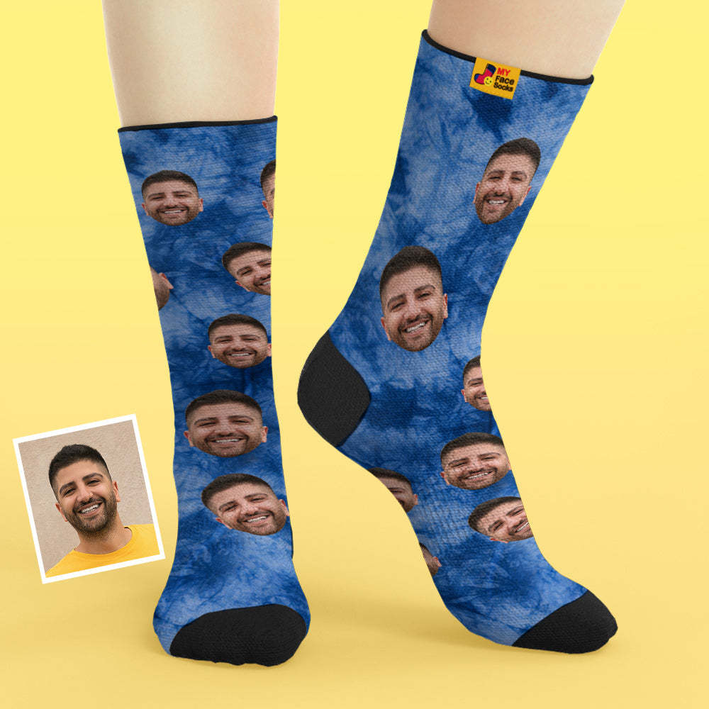Benutzerdefinierte Atmungsaktive Gesichtssocken Im Tie-dye-stil, Personalisierte Weiche Sockengeschenke - GesichtSocken