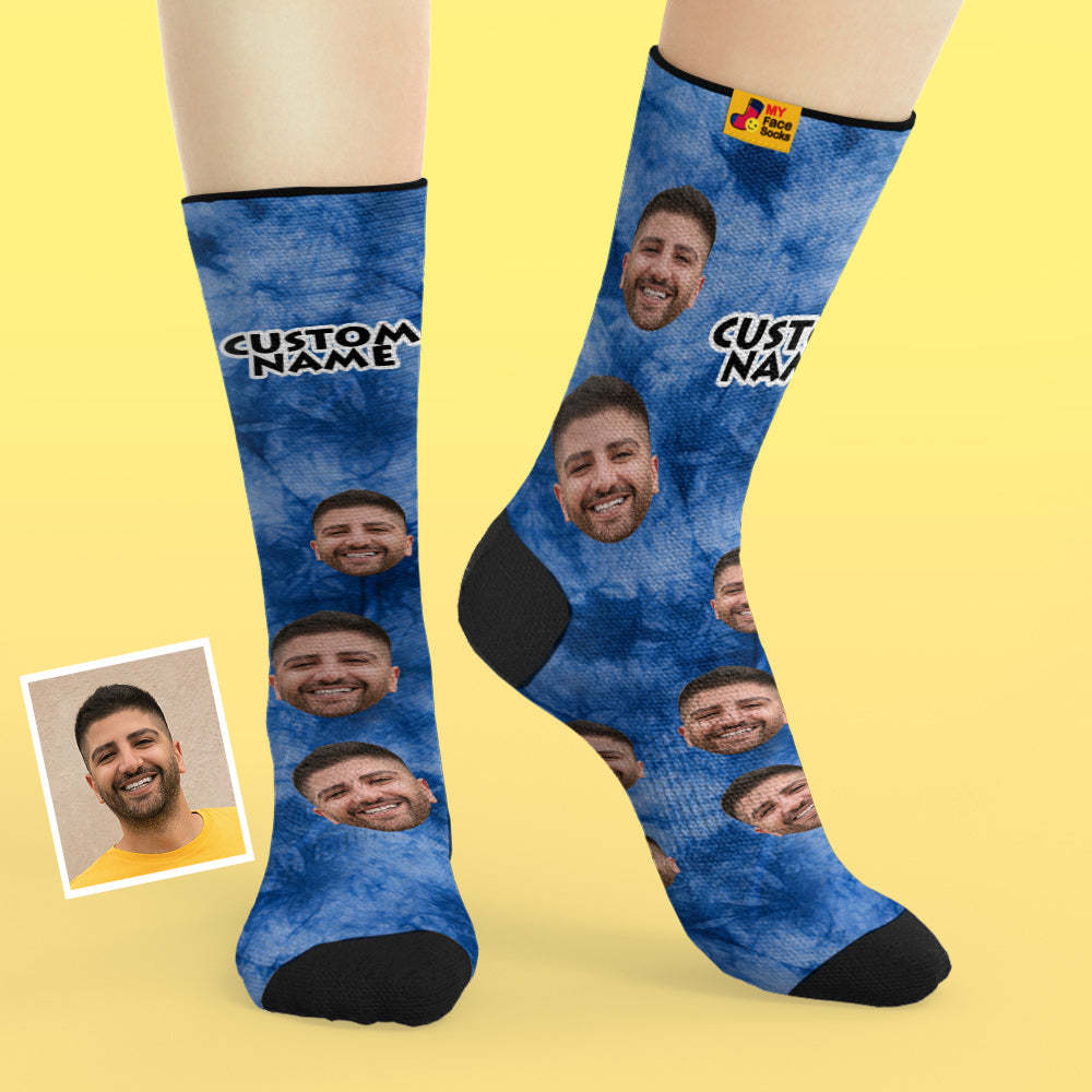 Benutzerdefinierte Atmungsaktive Gesichtssocken Im Tie-dye-stil, Personalisierte Weiche Sockengeschenke - GesichtSocken