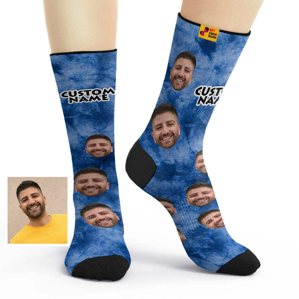 Benutzerdefinierte Atmungsaktive Gesichtssocken Im Tie-dye-stil, Personalisierte Weiche Sockengeschenke - GesichtSocken