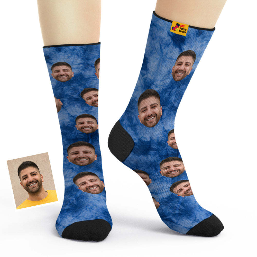 Benutzerdefinierte Atmungsaktive Gesichtssocken Im Tie-dye-stil, Personalisierte Weiche Sockengeschenke - GesichtSocken
