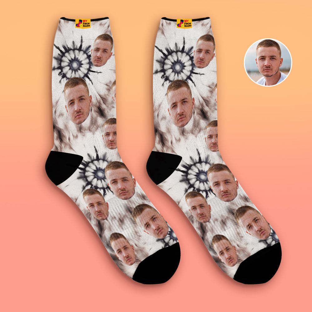 Atmungsaktive Gesichtssocken Im Tie-dye-stil, Personalisierte Weiche Socken, Geschenke, Eisgefärbt - GesichtSocken