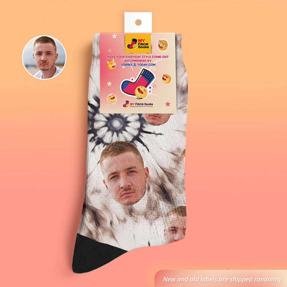 Atmungsaktive Gesichtssocken Im Tie-dye-stil, Personalisierte Weiche Socken, Geschenke, Eisgefärbt - GesichtSocken