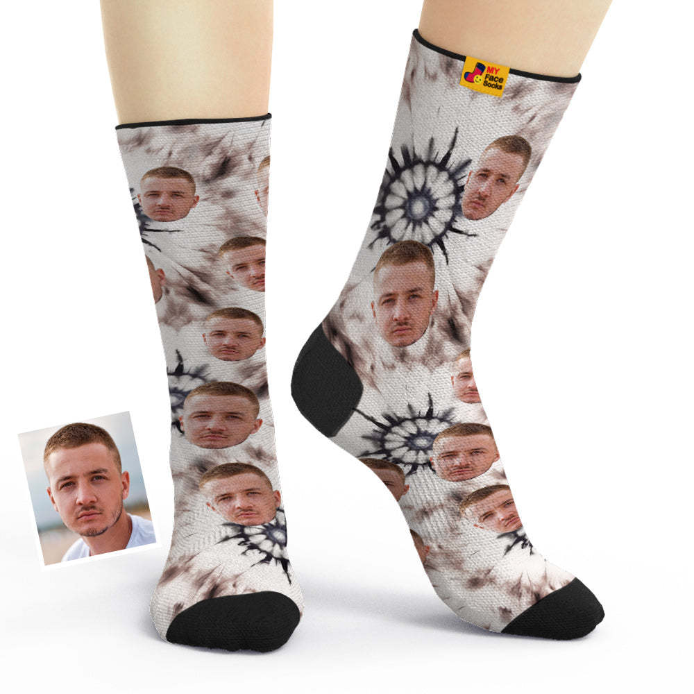 Atmungsaktive Gesichtssocken Im Tie-dye-stil, Personalisierte Weiche Socken, Geschenke, Eisgefärbt - GesichtSocken