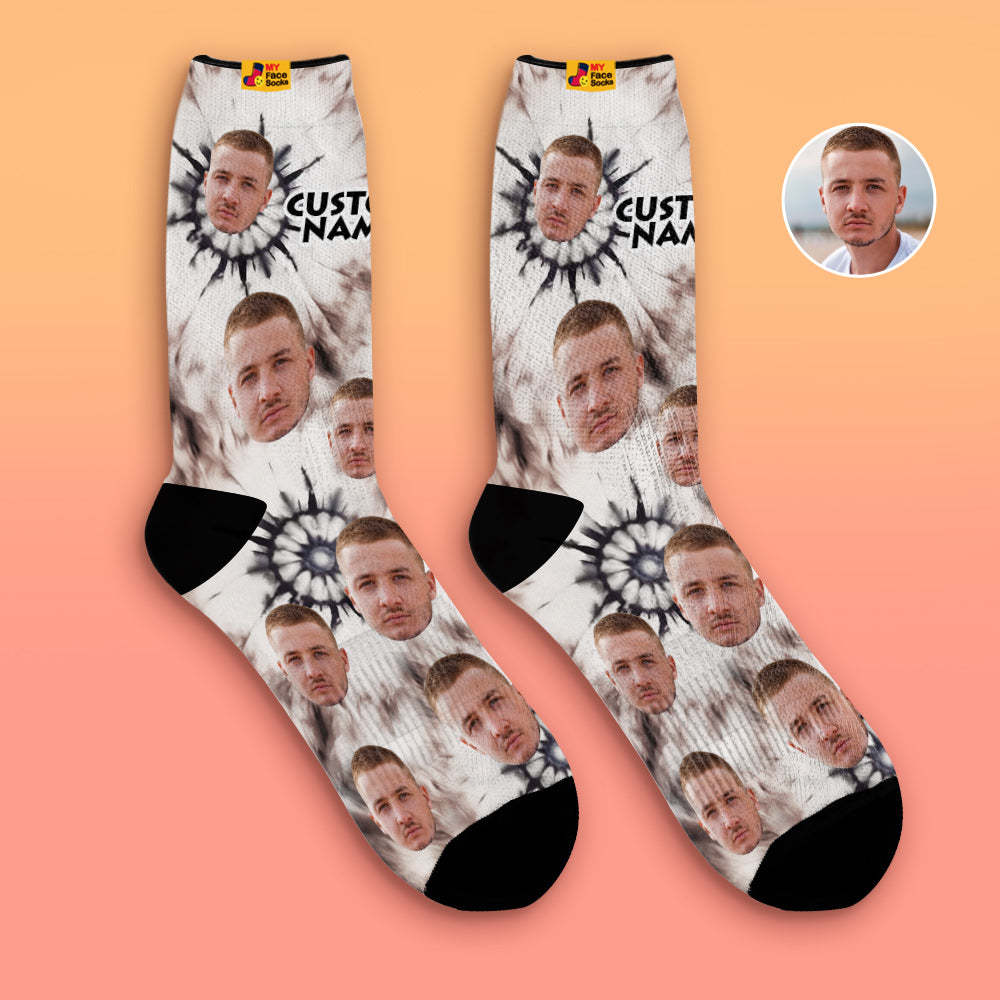 Atmungsaktive Gesichtssocken Im Tie-dye-stil, Personalisierte Weiche Socken, Geschenke, Eisgefärbt - GesichtSocken