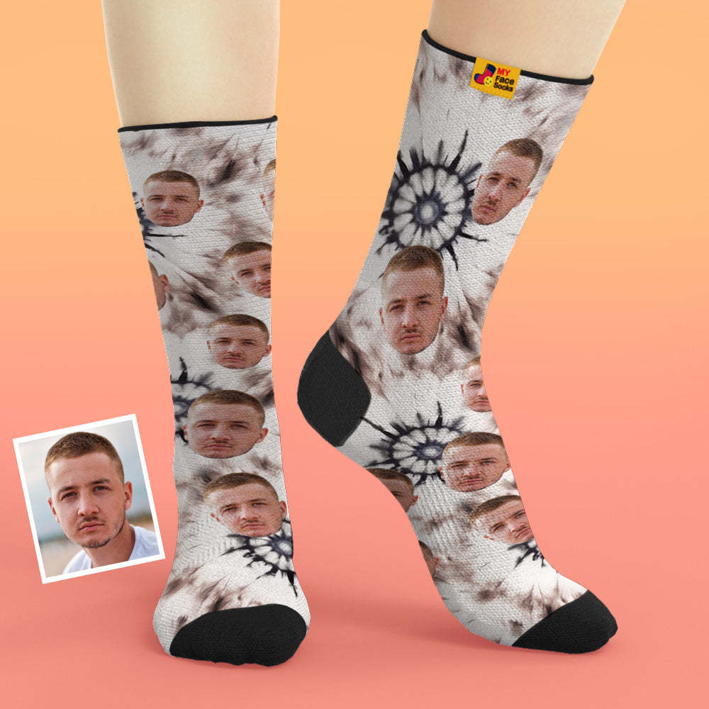 Atmungsaktive Gesichtssocken Im Tie-dye-stil, Personalisierte Weiche Socken, Geschenke, Eisgefärbt - GesichtSocken
