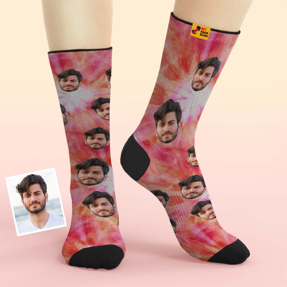 Individuelle, Atmungsaktive Gesichtssocken Im Batik-stil, Personalisierte Weiche Socken, Geschenke - GesichtSocken