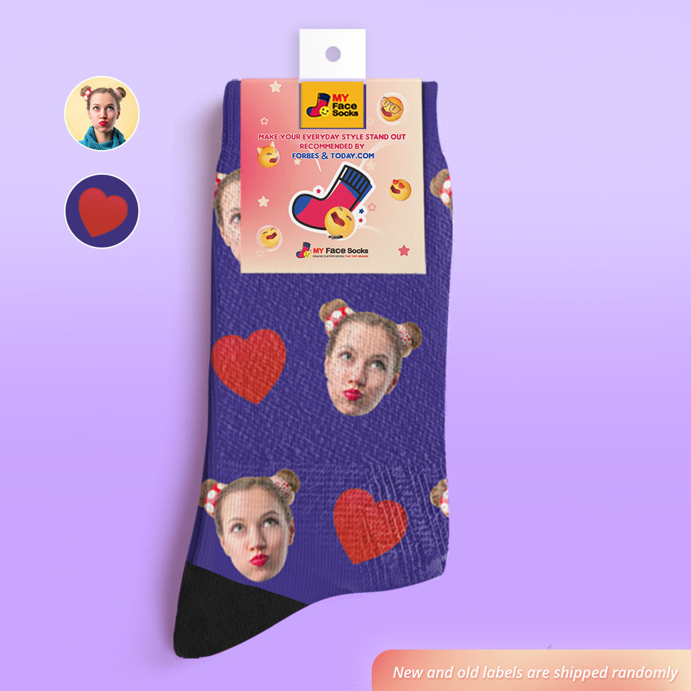 Benutzerdefinierte Personalisierte Foto Emoticons Gesicht Socken-liebe Herz - GesichtSocken