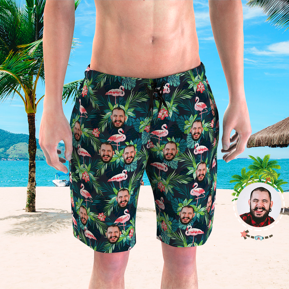 Herren Custom Face Beach Trunks Flamingo Shorts