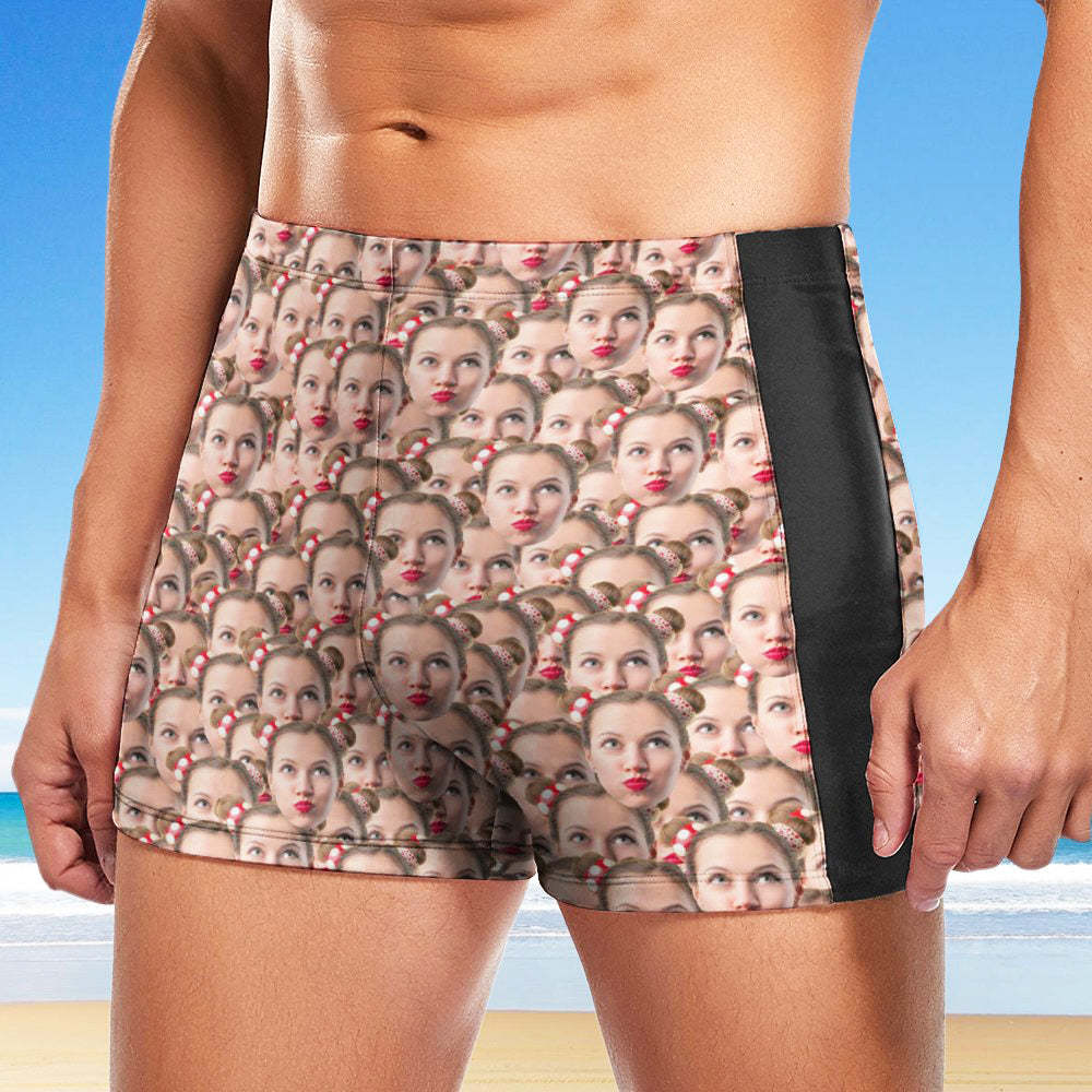 Maßgeschneiderte Herren-Badeboxershorts, Badehose mit hawaiianischem Gesicht, personalisierte Badehose - Gesicht Mash