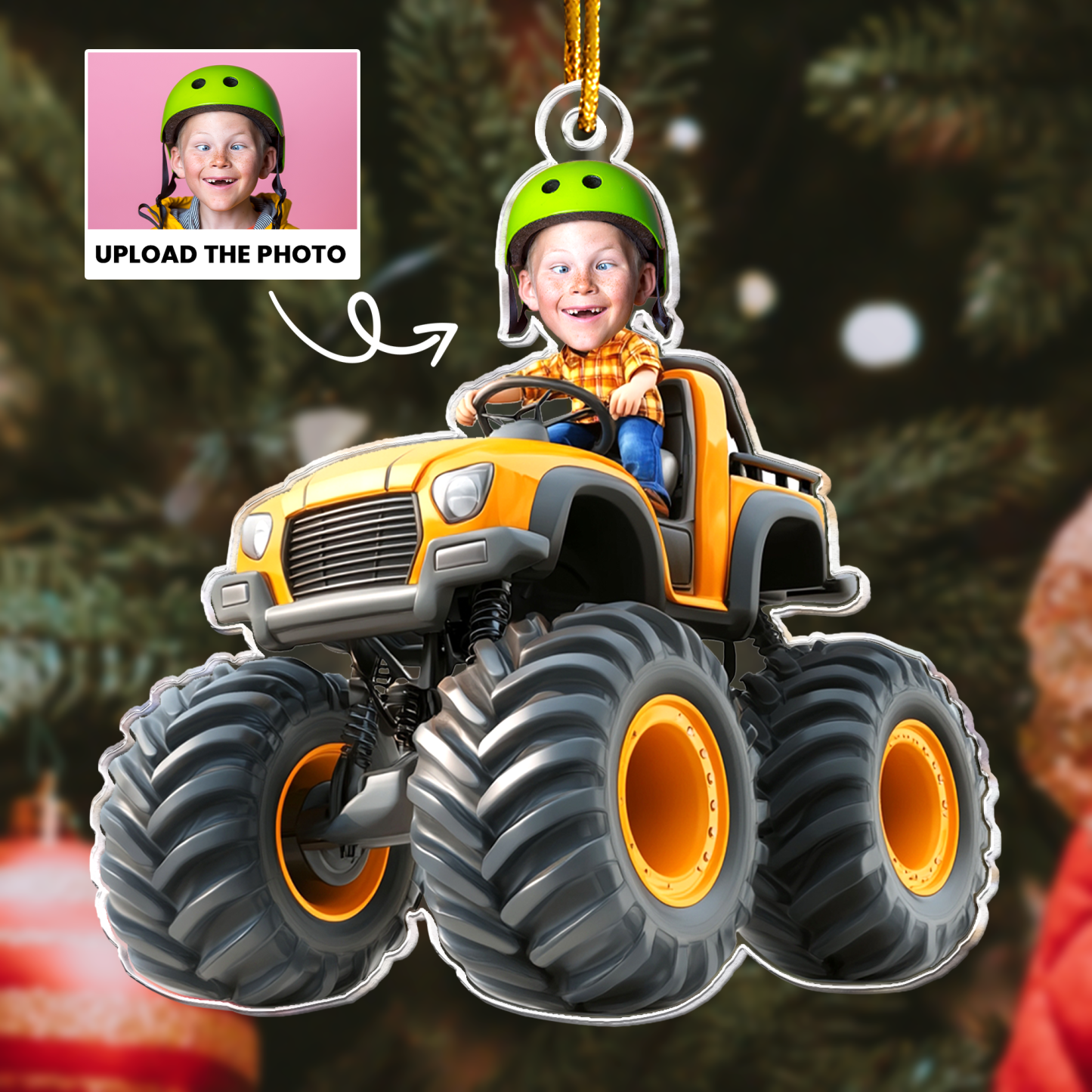 Personalisierte Acryl-Foto-Figur Mit Individuellem Kindergesicht Auf Einem Monstertruck – Weihnachtsgeschenk Für Kinder Und Kleinkinder, Geburtstagsgeschenk - MyFaceSocksDE