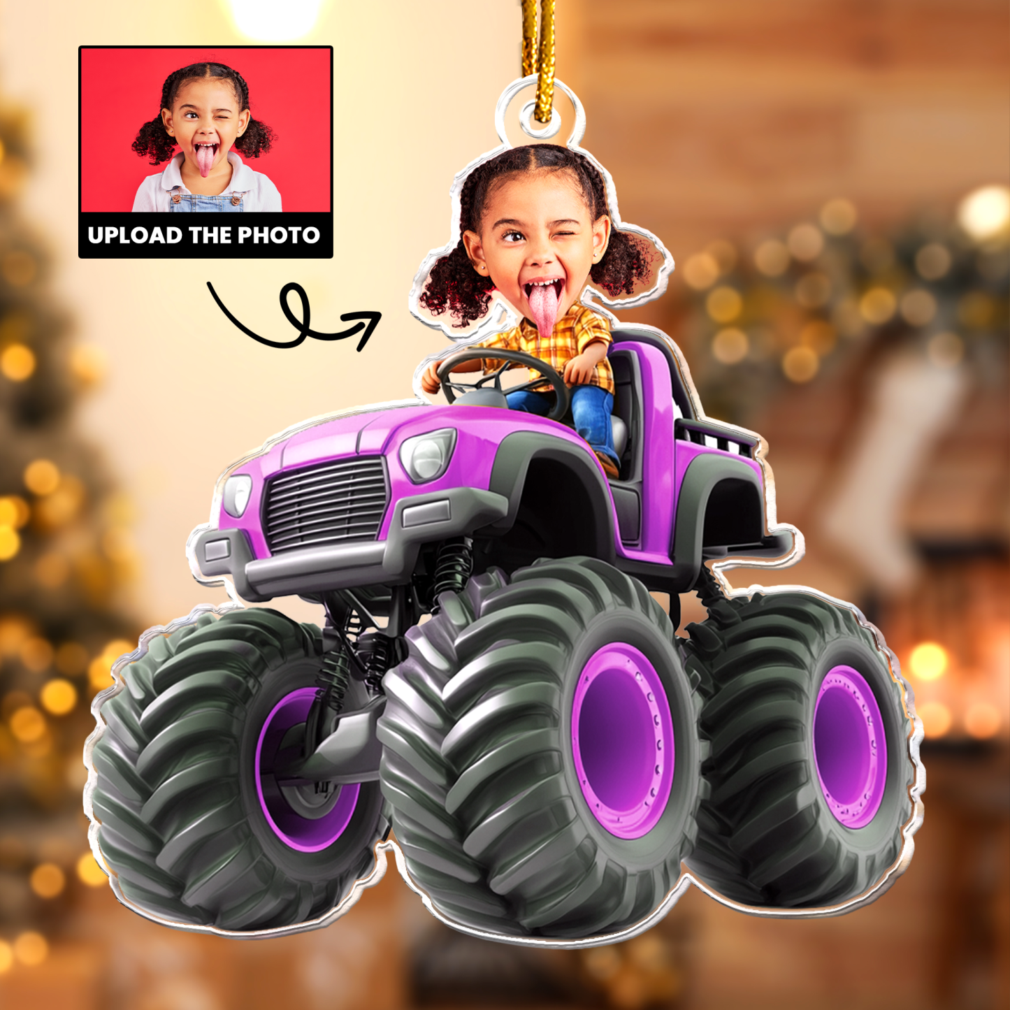 Personalisierte Acryl-Foto-Figur Mit Individuellem Kindergesicht Auf Einem Monstertruck – Weihnachtsgeschenk Für Kinder Und Kleinkinder, Geburtstagsgeschenk - MyFaceSocksDE