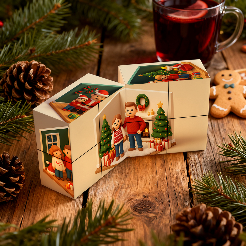 Personalisierter Fotowürfel „rubik's Cube" Mit Cartoon-motiv, Faltbar, Ideal Als Geschenkidee Für Paare Zu Weihnachten - MyFaceSocksDE