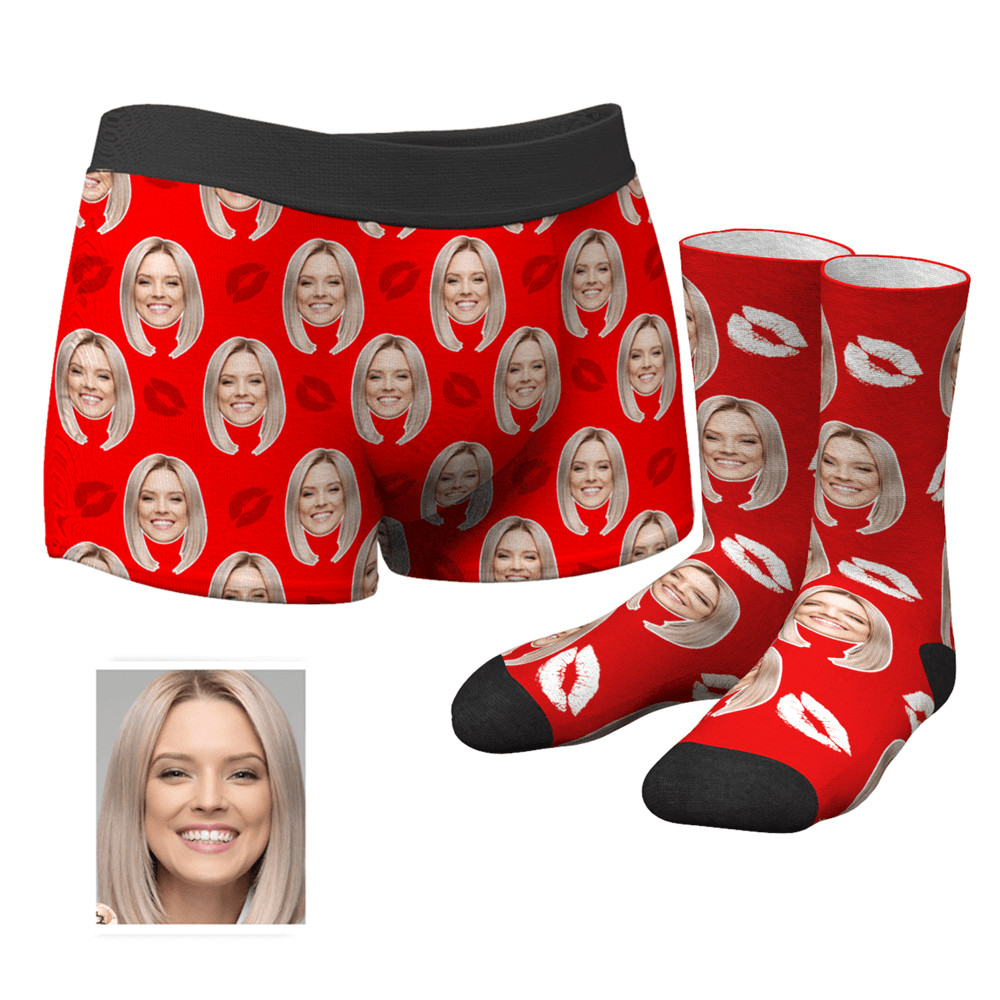 Benutzerdefinierte Kuss Boxershorts Und Socken-set - GesichtSocken
