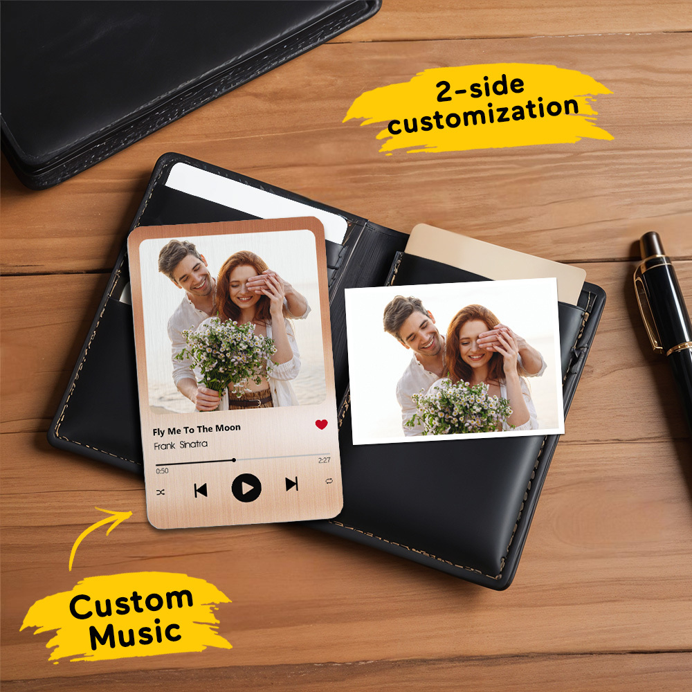 Personalisierte Lieblingslied-geldbörsenkarte Aus Metall – Personalisierte Aluminium-foto-geldbörsenkarte – Valentinstagsgeschenke Für Ihn, Freund, Ehemann - MyFaceSocksDE