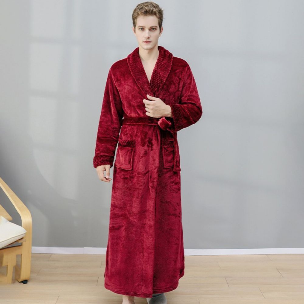 Langes Nachthemd, Fleece-verdickung, Paar, Bademantel, Flanell, Winterpyjama -
