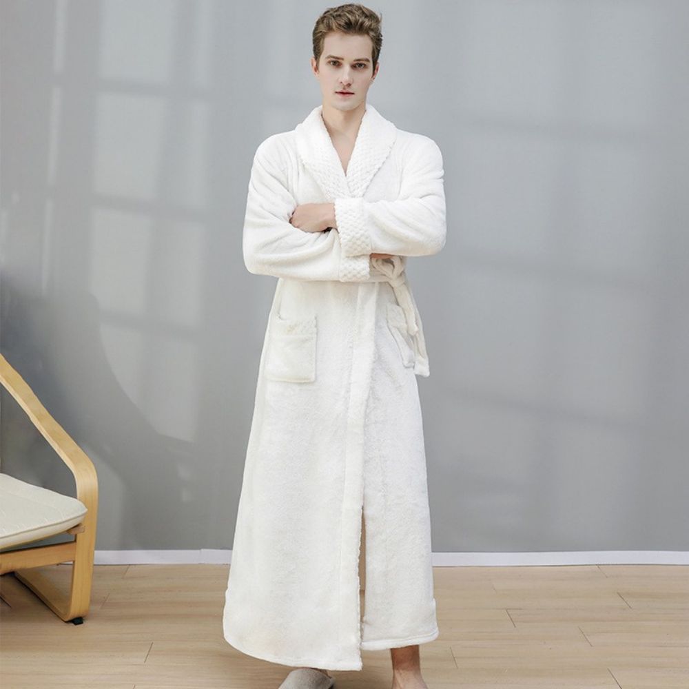 Langes Nachthemd, Fleece-verdickung, Paar, Bademantel, Flanell, Winterpyjama -