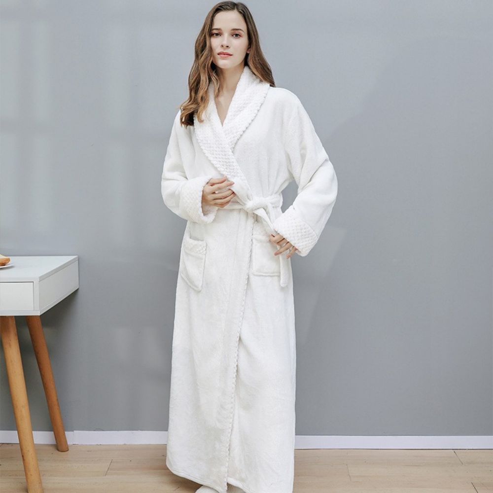 Langes Nachthemd, Fleece-verdickung, Paar, Bademantel, Flanell, Winterpyjama -
