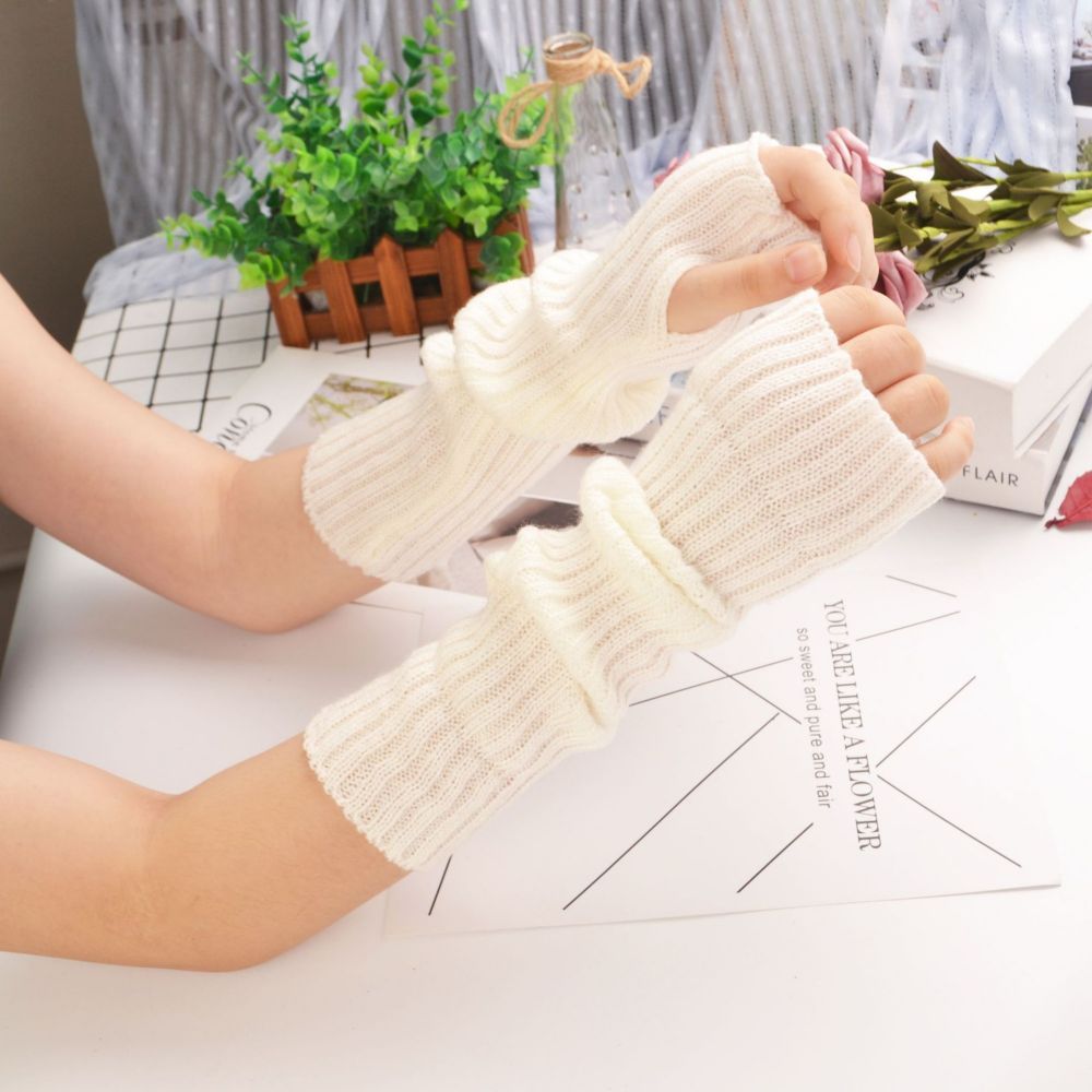 Strickhandschuhe Warme, Mittellange, Einfarbige Armabdeckung - 