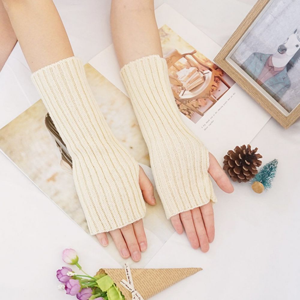 Strickhandschuhe Warme, Mittellange, Einfarbige Armabdeckung -