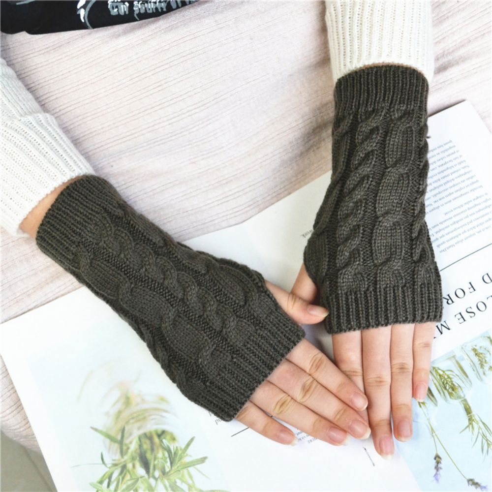 Gestrickte Halbfinger-handschuhe Thermokurzhandschuhe -