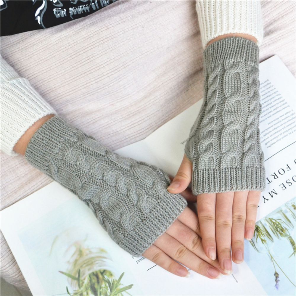 Gestrickte Halbfinger-handschuhe Thermokurzhandschuhe -