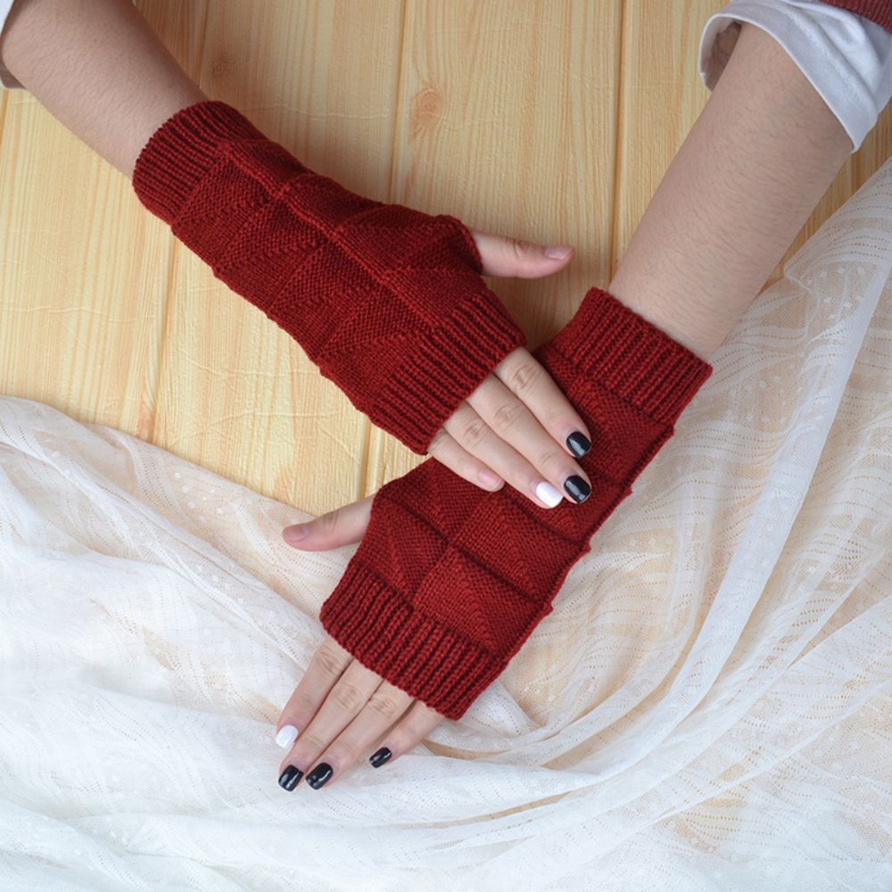 Gestrickte Halbfinger-handschuhe, Kurze, Dreieckige Blockwolle, Fingerlose Handschuhe, Um Warm Zu Bleiben -