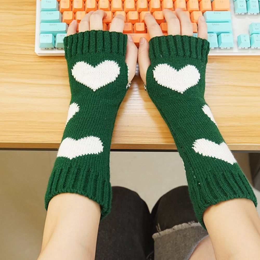 Winter Warme Armabdeckung Weihnachtsliebe Strickwolle Halbe Fingerlochhülse -