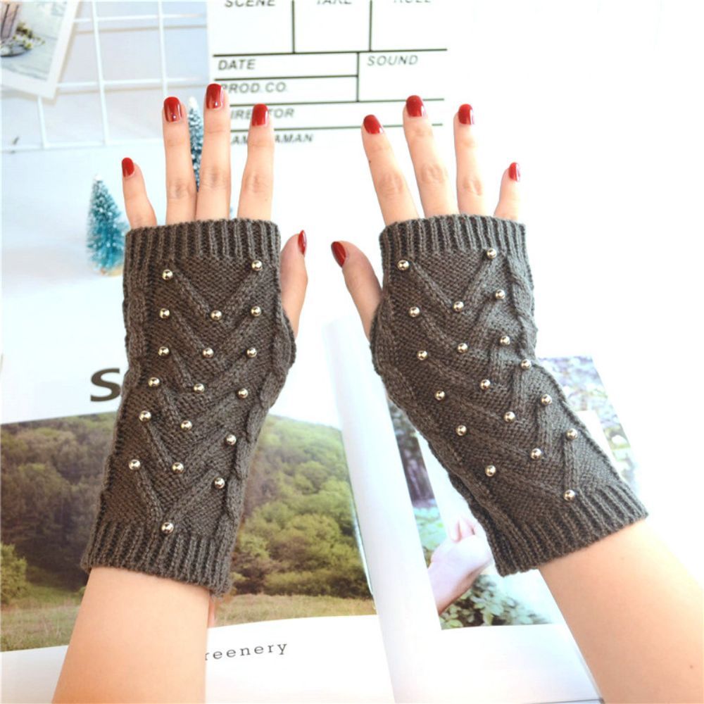 Winterwarme Halbfingerhandschuhe Mit Acht Zeichen, Stahlkugel, Damen-strickhandschuhe Für Erwachsene -