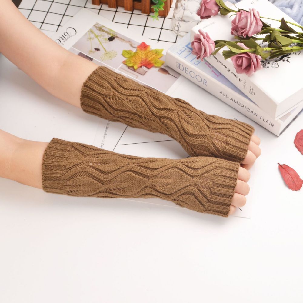 Winter-strickblatt-muster Für Damen, Mittellange, Warme Armabdeckung -