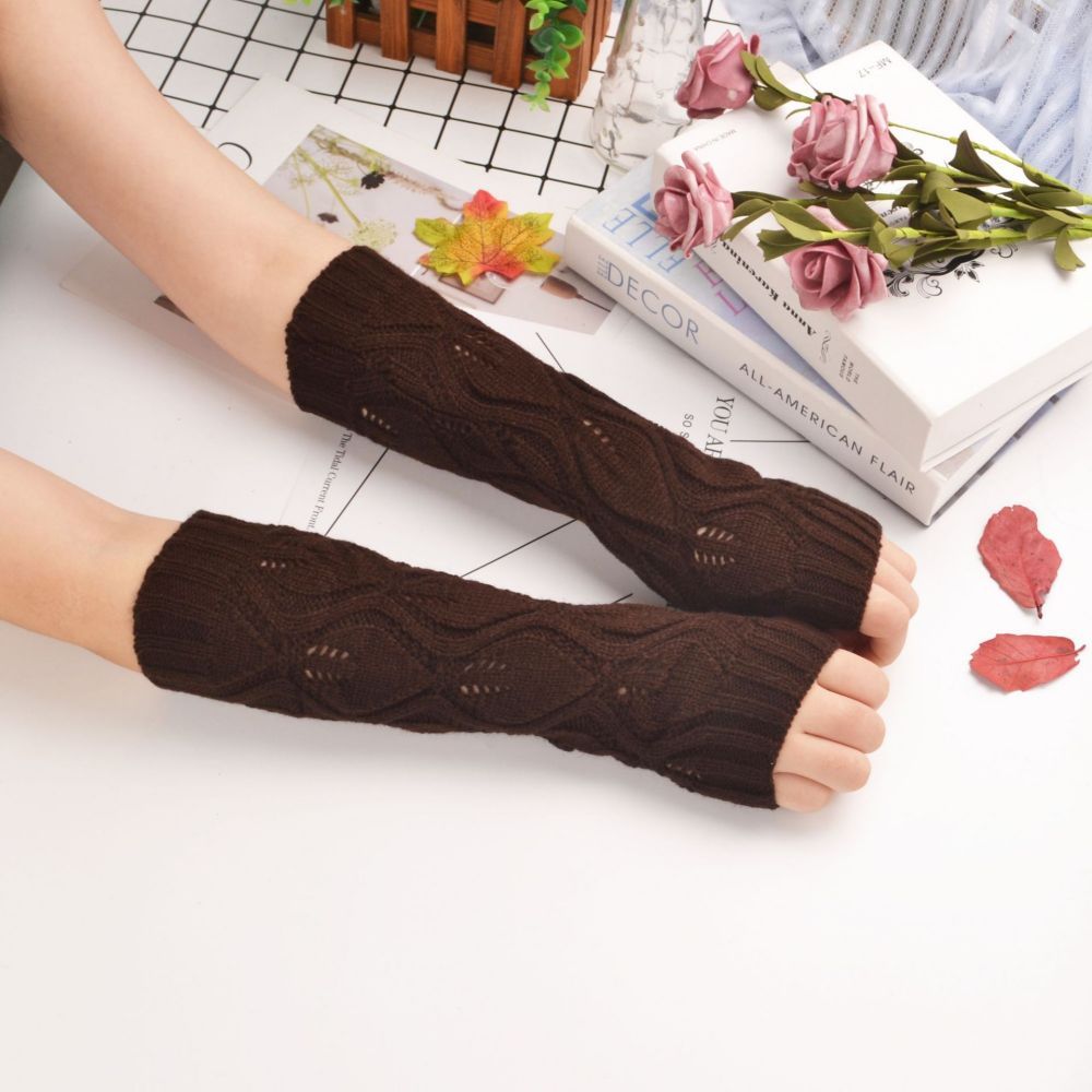 Winter-strickblatt-muster Für Damen, Mittellange, Warme Armabdeckung -