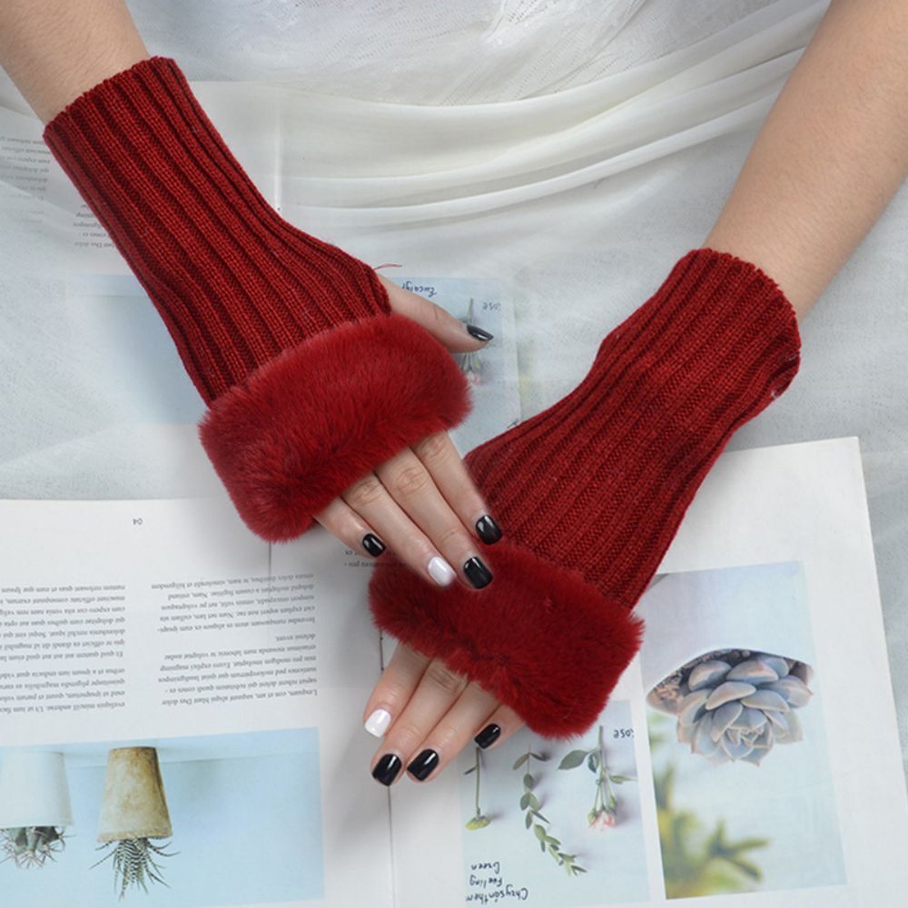 Winter Radsport Warm Stretch Knit Cropped Solid Half Finger Handschuhe -
