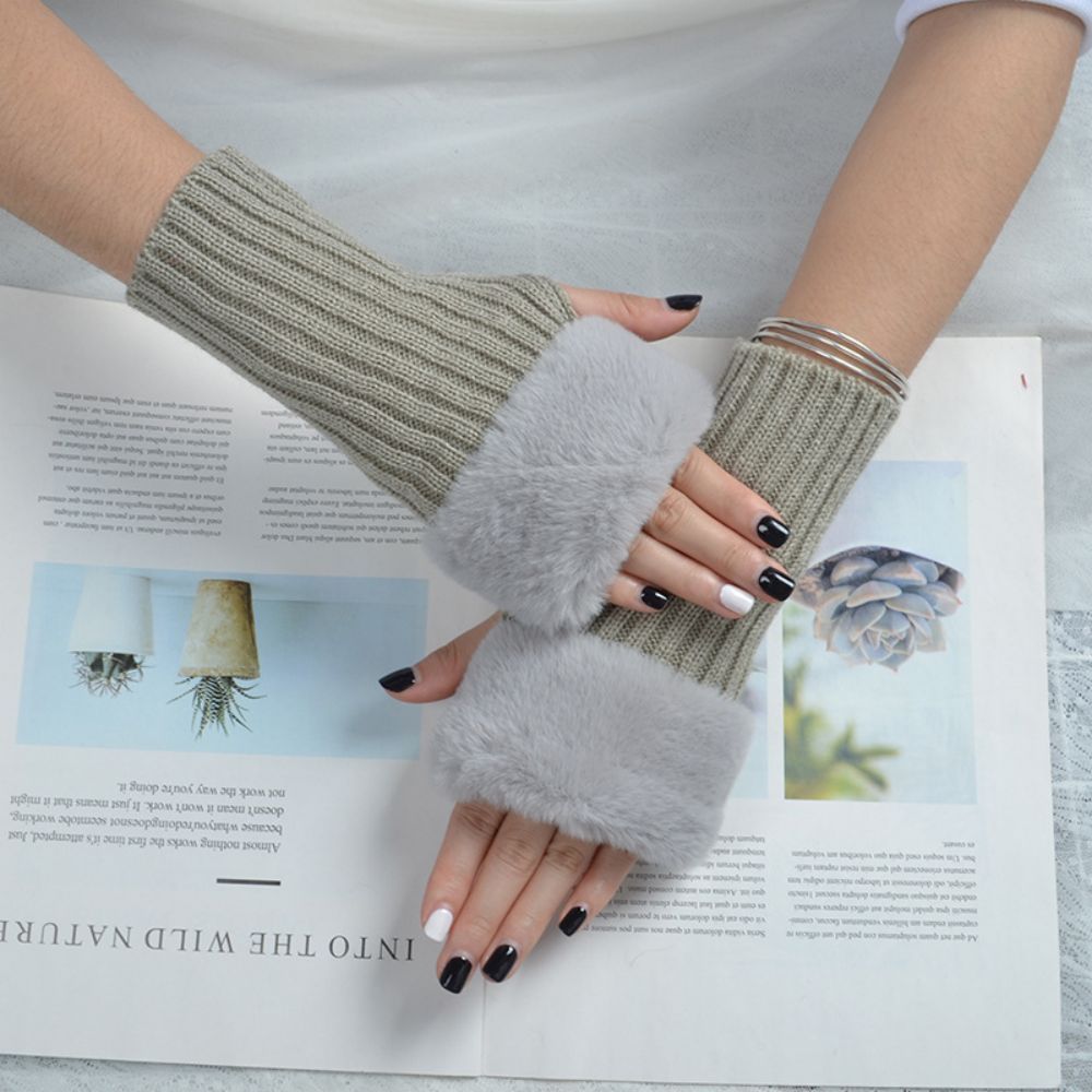 Winter Radsport Warm Stretch Knit Cropped Solid Half Finger Handschuhe -