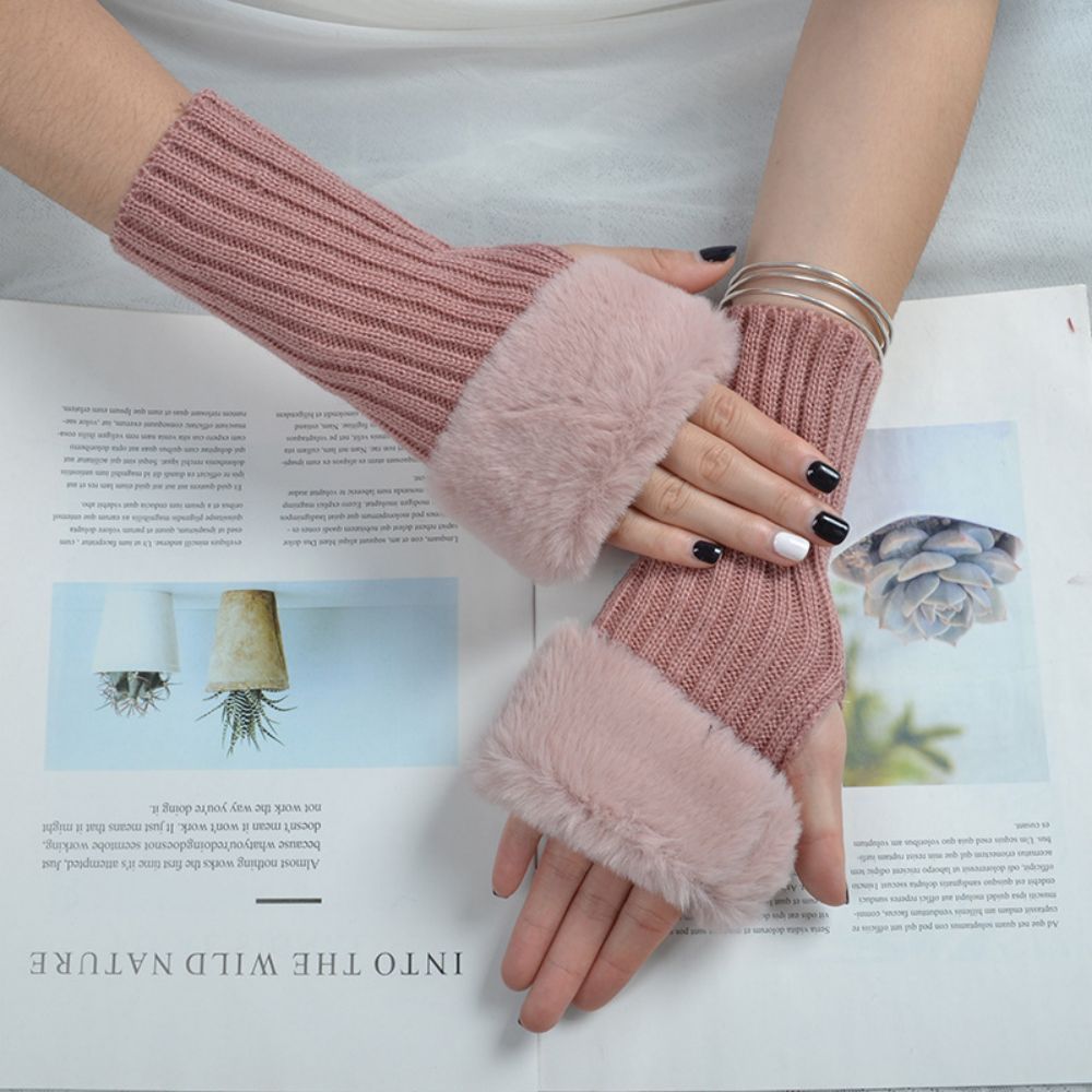 Winter Radsport Warm Stretch Knit Cropped Solid Half Finger Handschuhe -