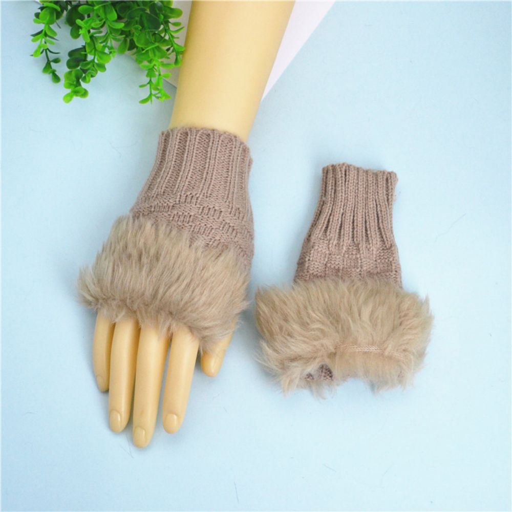 Winterwarme Damen-halbfinger-strickhandschuhe, Klein, Quadratisch, Kurz -