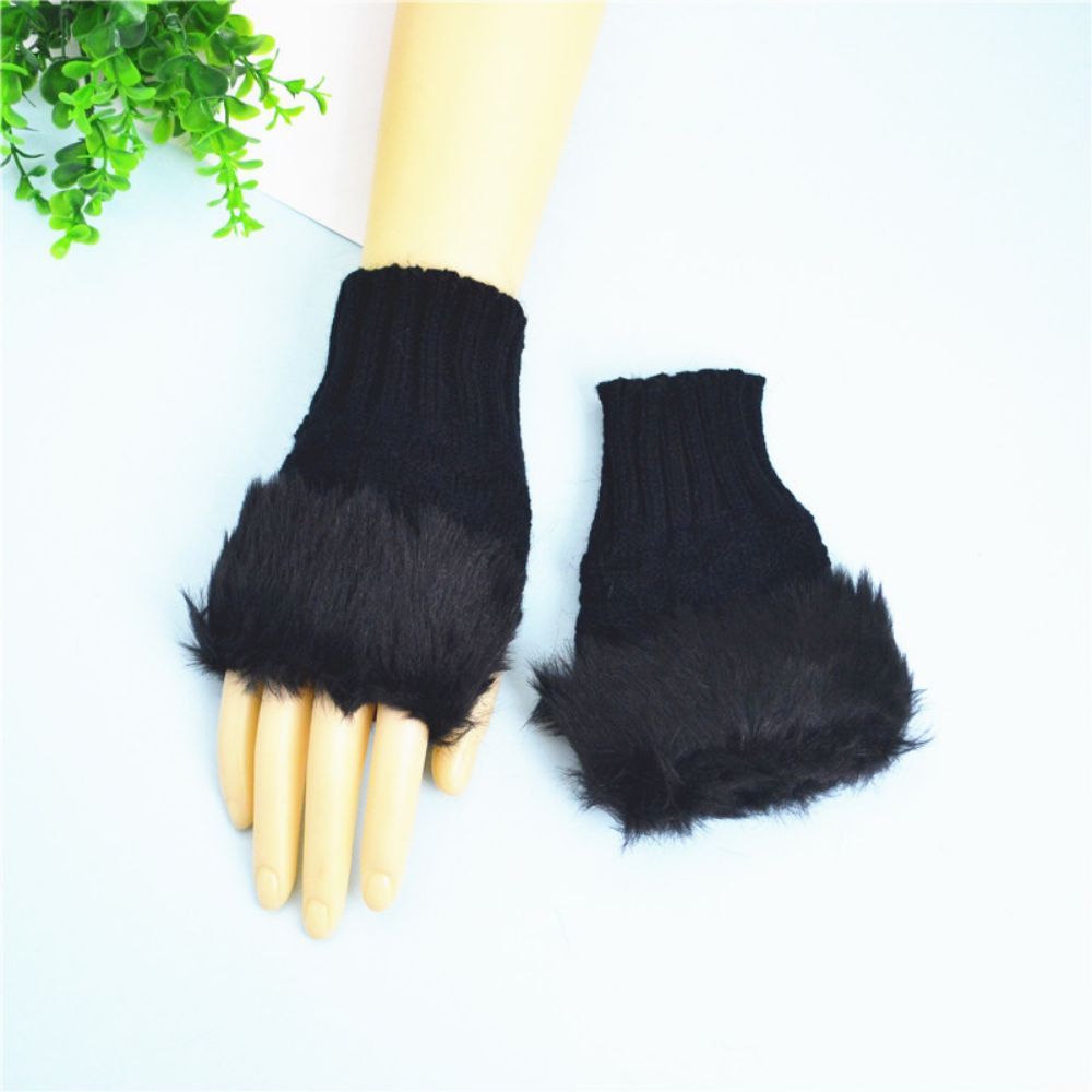 Winterwarme Damen-halbfinger-strickhandschuhe, Klein, Quadratisch, Kurz -