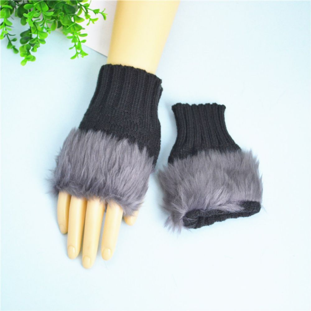 Winterwarme Damen-halbfinger-strickhandschuhe, Klein, Quadratisch, Kurz -