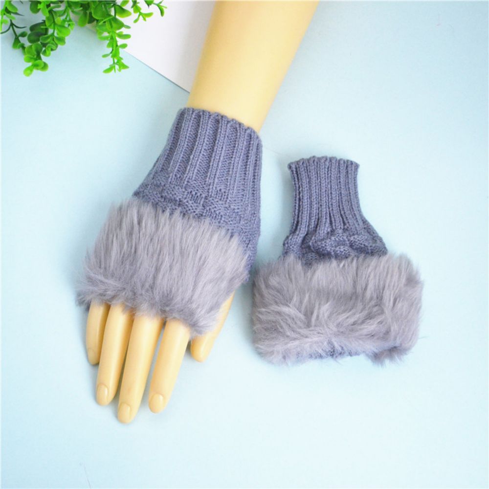 Winterwarme Damen-halbfinger-strickhandschuhe, Klein, Quadratisch, Kurz -