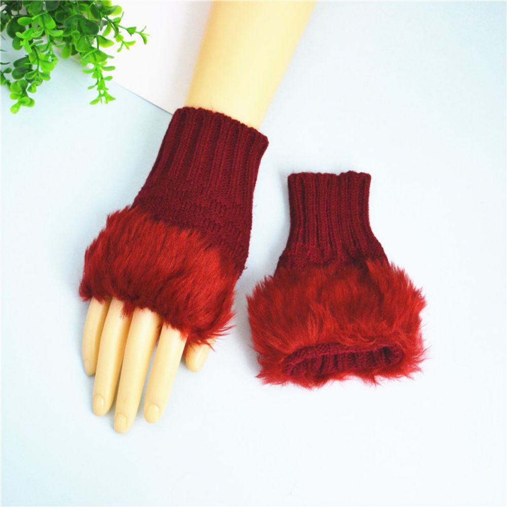 Winterwarme Damen-halbfinger-strickhandschuhe, Klein, Quadratisch, Kurz -